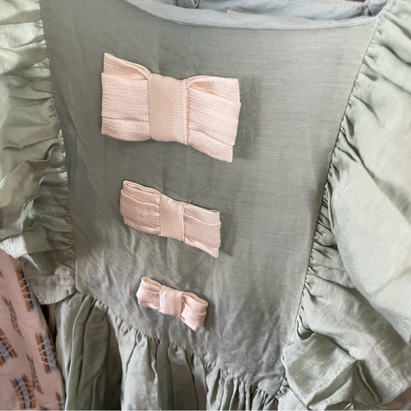 HTF Mini Boden Girls Green Organza Bow Party Dress size 9/10 - Picture 14 of 14